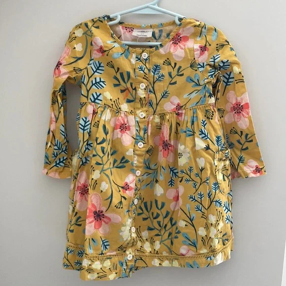 OshKosh B'gosh | Dresses | Oshkosh Genuine Kids Girls Yellow Floral Long  Sleeve Dress Size 3t | Poshmark